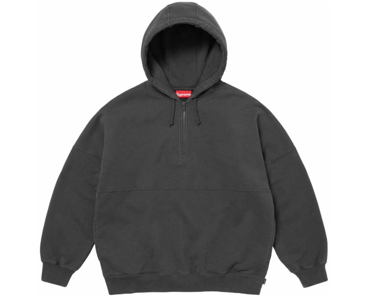 Supreme Wrapped Half Zip Up Hooded Sweatshirt Washed Black
