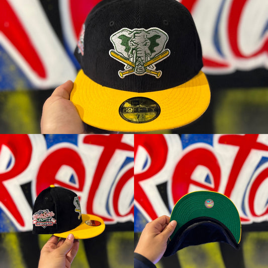 OAKLAND A’S STOMPER - TWO TONE  WORLD SERIES PATCH “BATTLE OF THE BAY”  CORDUROY EDITION